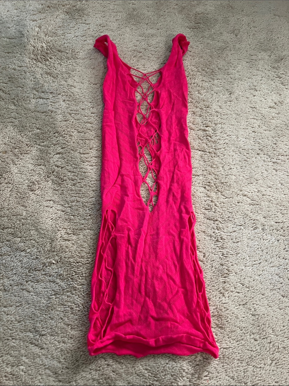 Hot Pink Sheer Tie-Back Crop Top and Dress